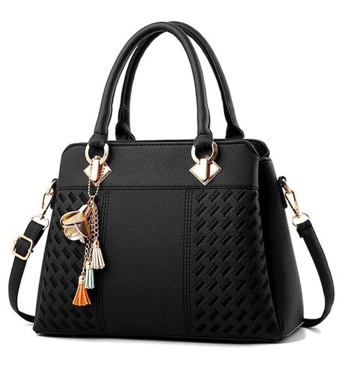Black Women's Handbag | Stylish Top Handle Shoulder Bag with Adjustable Strap