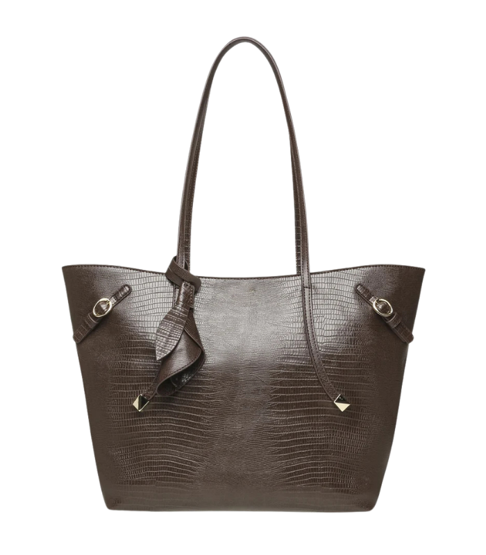 Zanna Bags Brown Multi Croco Print Tote Bag for Women